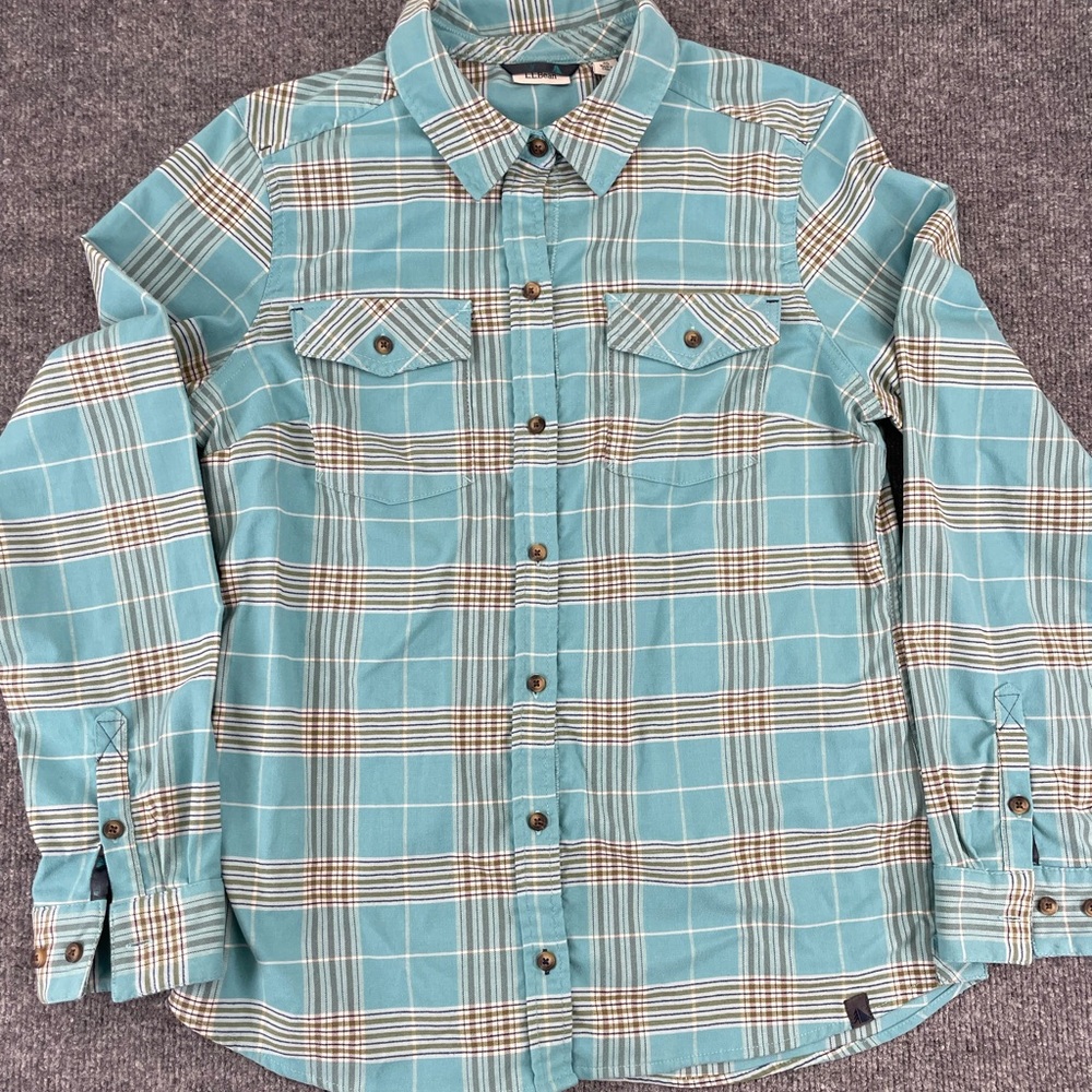 L.L. Bean Button Down Shirt/Flannel - Women’s Medium - Blue/Green